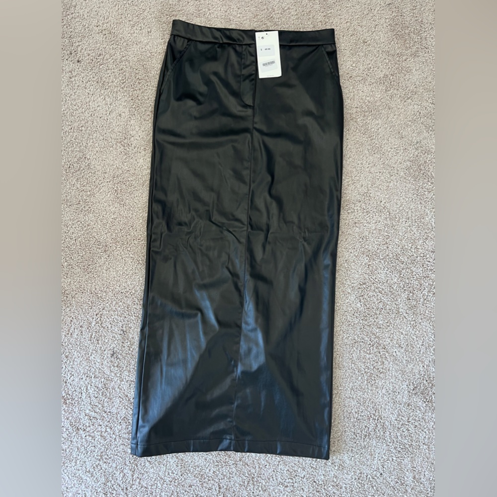 Zara Faux Leather Midi Skirt